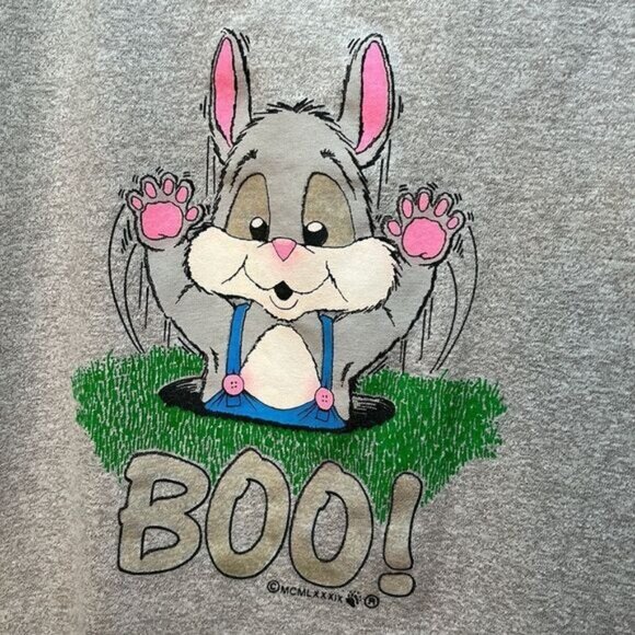 Vintage Boo Bunny Graphic Gray T-Shirt - Picture 2 of 4
